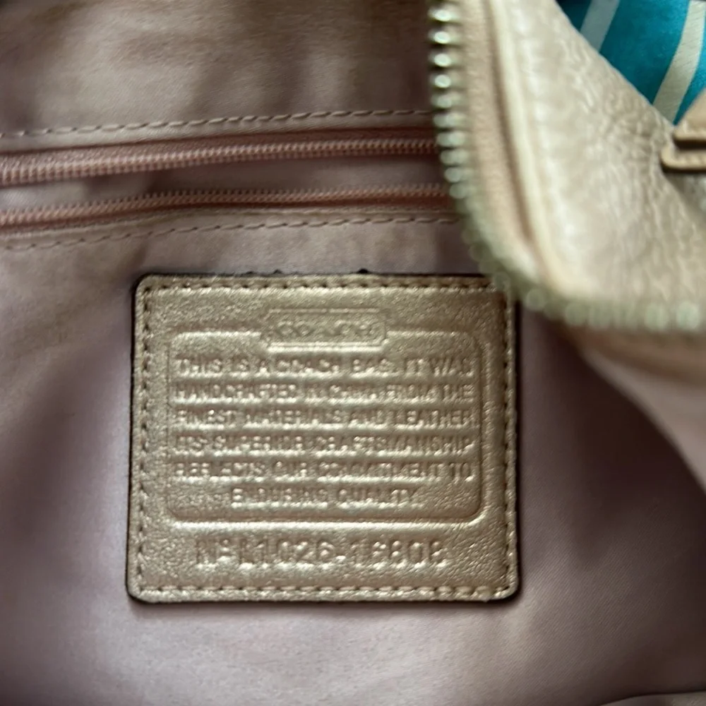 Coach KRISTIN Hobo Metallic Leather Bag/Purse Gold / Tan